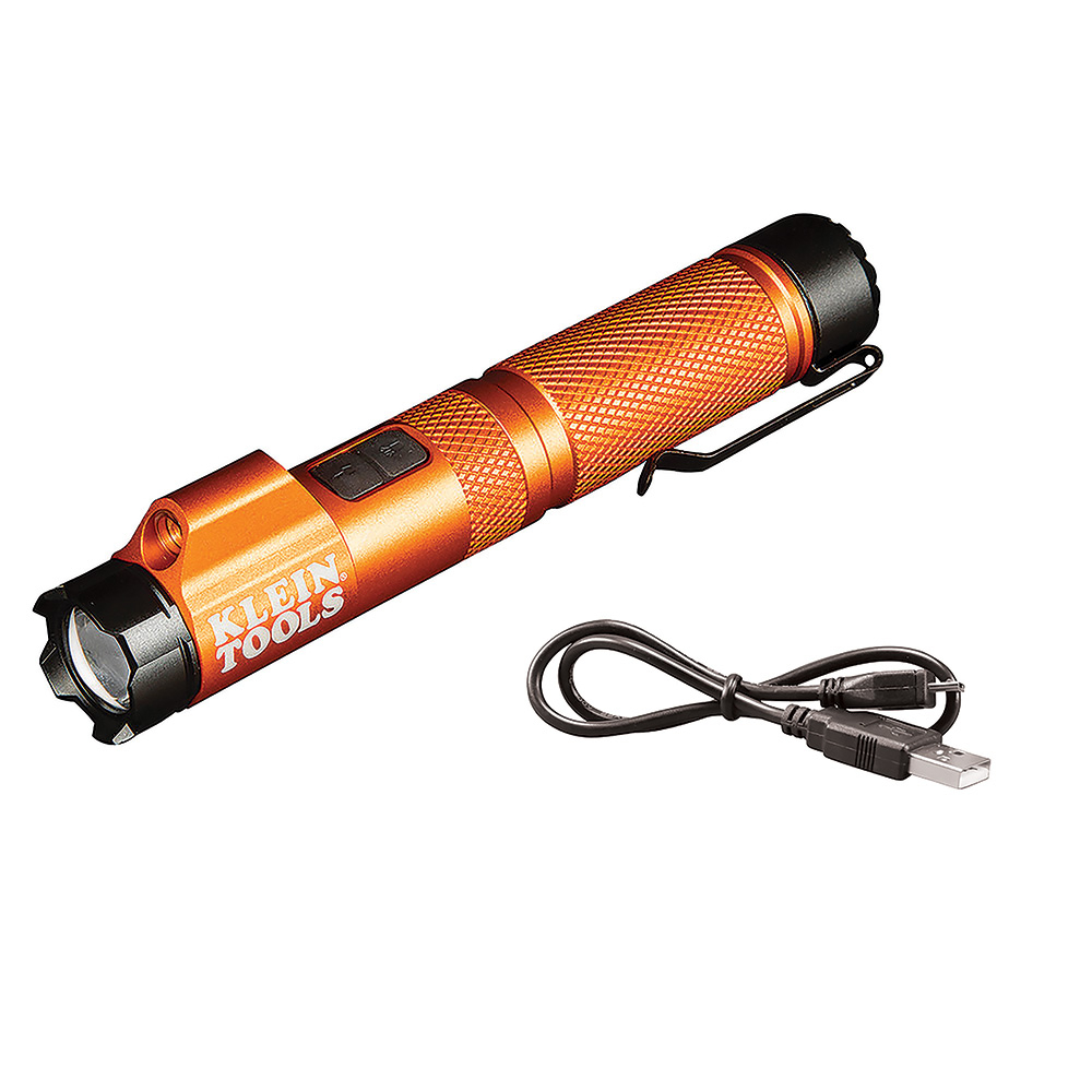 Rechargeable Focus Flashlight with Laser, The rechargeable focus flashlight with class IIIa red laser pinpoints out-of-reach objects