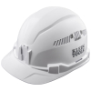 Hard Hat, Vented, Cap Style, White, Safety hard hat has patent-pending accessory mounts on front and back ensure optional Klein Headlamps attach securely and precisely, every time — no straps or zip ties needed