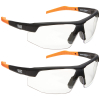 Standard Safety Glasses, Clear Lens, 2-Pack, Safety glasses have low profile narrow lens wrap around design to blend seamlessly to your face