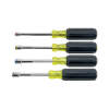 Nut Driver Set, Magnetic Nut Drivers, Heavy Duty, 4-Piece, Nut Drivers with through-handle, full-hollow shaft for torquing hex nuts onto threaded rod of any length