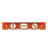 Torpedo Level, 3 Vial, 9-Inch, Level's high-visibility orange body is easy to see on conduit and at the jobsite