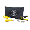 Twisted Pair Installation Kit with Zipper Pouch, All the tools needed to strip, crimp, and punch down to connect modular cables, plus a zippered pouch to keep everything together
