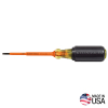 Insulated Screwdriver, 1/8-Inch Slotted, 4-Inch Round Shank