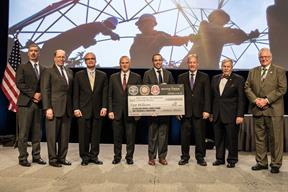 Mark Klein, co-president of Klein Tools presented Klein Tools' $2million donation over the next five years to IBEW, NECA and The Electrical Training Alliance at the NECA Show on October 7, 2016.