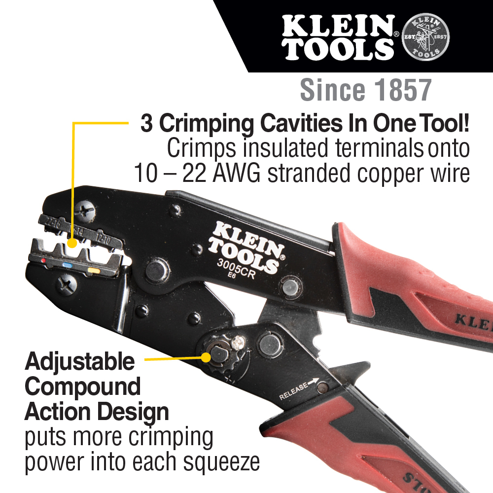 Ratcheting Crimping Plier Tool Ratchet Wire Crimper Insulated & Bare Terminals 