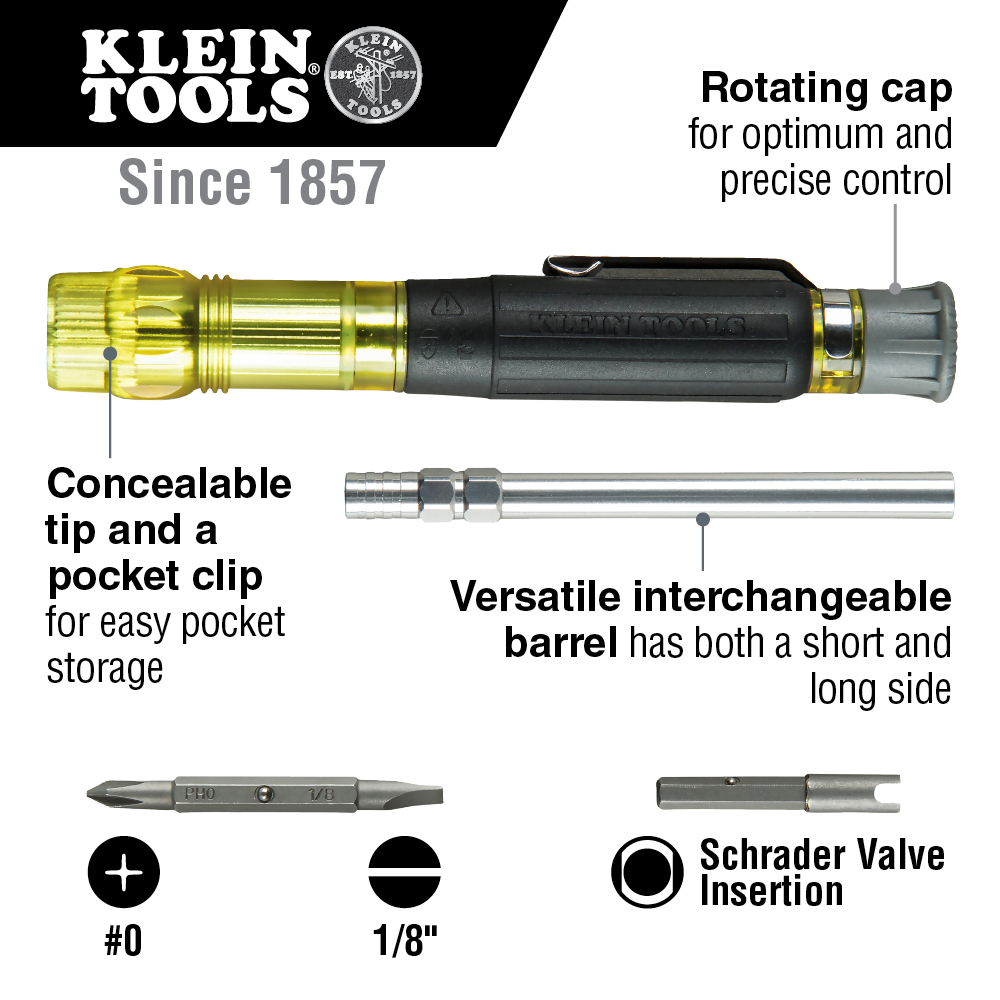 Details about   Klein Tools 32613 HVAC Pocket Screwdriver 3-in-1 