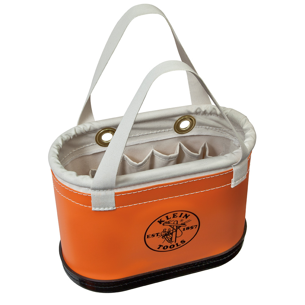 Hard-Body Bucket, 14-Pocket Oval Bucket, Orange/White