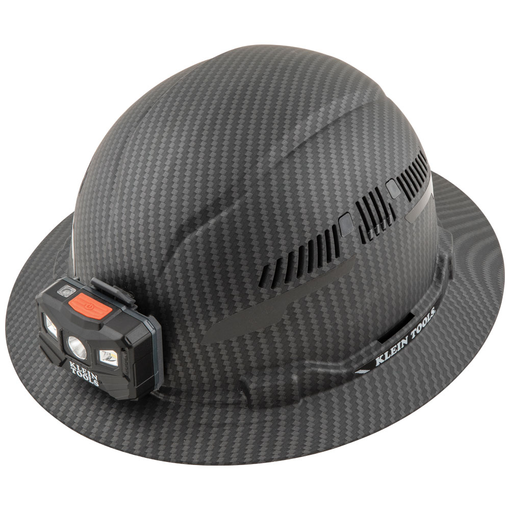 Hard Hat, Premium KARBN™ Pattern, Vented Full Brim, Class C, Lamp