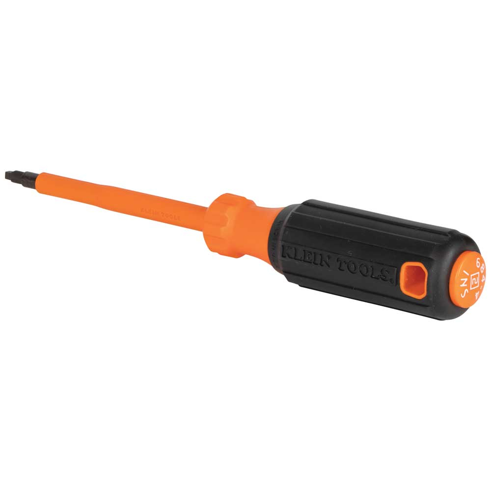 Insulated Screwdriver, #2 Square Tip, 4-Inch Round Shank