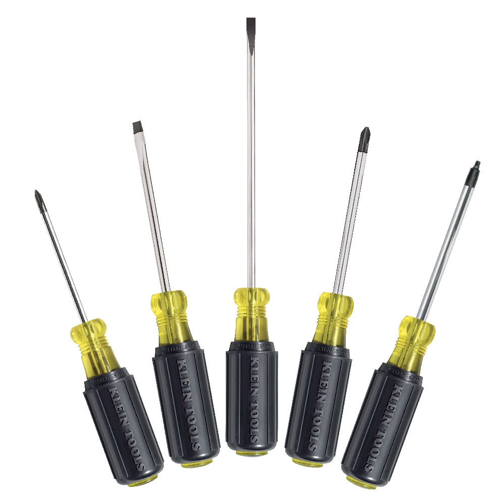 Screwdriver Set, Slotted, Phillips and Square, 5-Piece