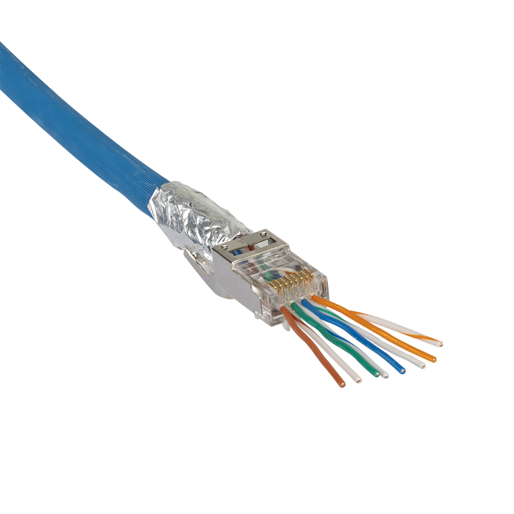 Pass-Thru™ Modular Data Plug, RJ45-CAT6A, Shielded (STP), 100-Pack 