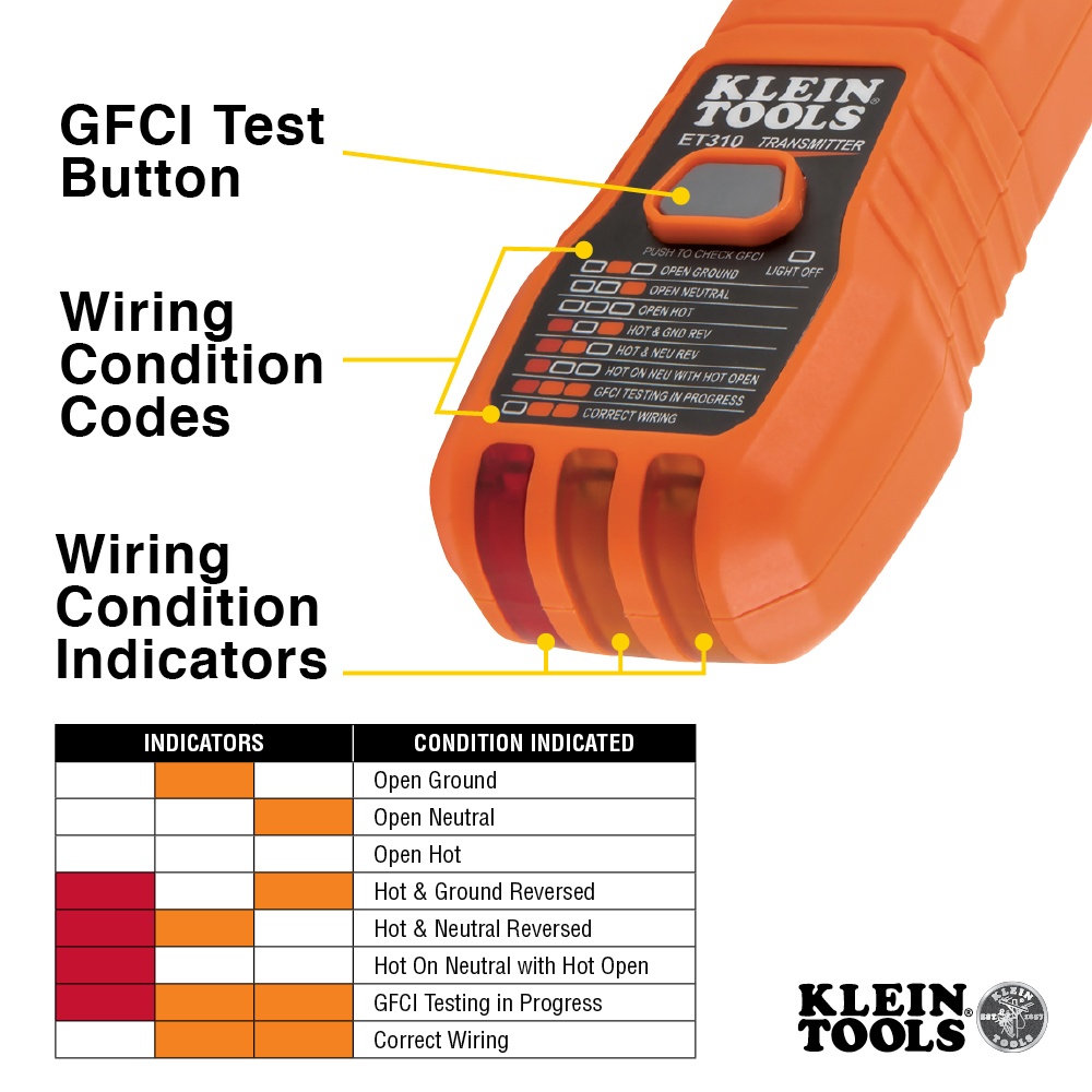 Digital Circuit Breaker Finder with GFCI Outlet Tester - ET310 | Klein Tools  - For Professionals since 1857