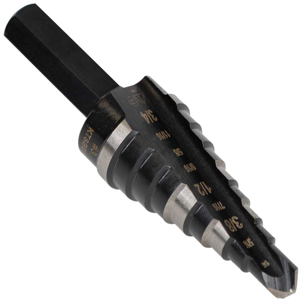 Step Drill Bit Double Fluted #3, 1/4 to 3/4-Inch