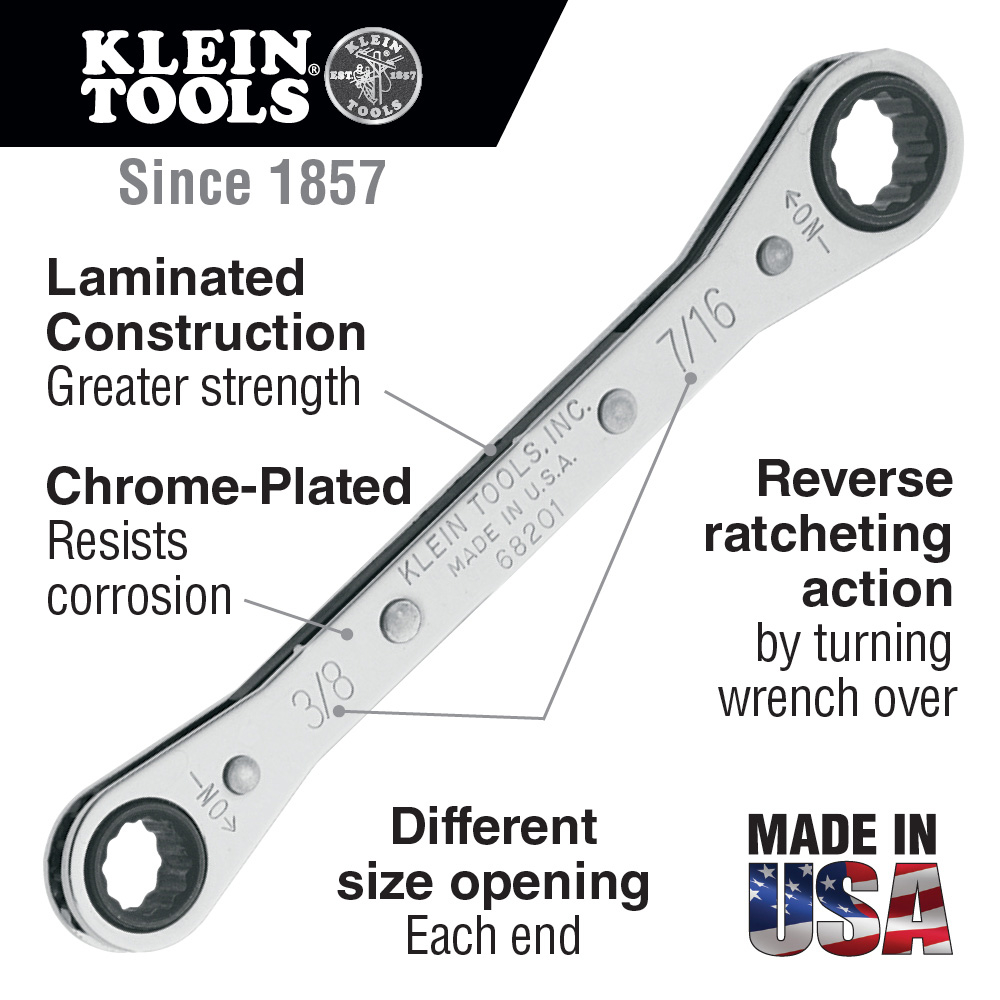 Reverse Ratcheting Box Wrench Standard - 68203 | Klein Tools - For 