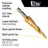 Step Drill Bit, Spiral Double-Fluted, 1/8-Inch to 1/2-Inch, VACO - Alternate Image