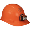 Hard Hat, Non-Vented, Cap Style with Headlamp, Orange - Alternate Image