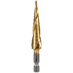 25964 Step Drill Bit, Spiral Double-Fluted, 1/8-Inch to 1/2-Inch, VACO