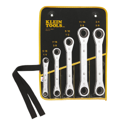Ratcheting Wrench Sets - Klein Tools’ wrench sets give you a range of wrenches you need in one convenient set. Klein Tools offers several varieties of ratcheting wrenches, all of which are great for working in confined spaces and on long studs. The wrenches allow for simple reverse ratcheting, and many feature different sizes at each end.