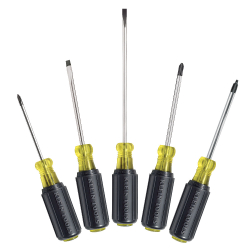 Screwdriver Set, Slotted, Phillips and Square, 5-Piece