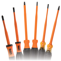 Electricians Screwdrivers - Klein Tools’ Screwdrivers deliver performance, durability, and precision. Select from a variety of bit types and sizes, shaft shapes and sizes, single-bit screwdrivers, multi-bit screwdrivers, and screwdriver sets. Klein has the screwdrivers professionals demand to get the job done. All the screwdrivers in this line feature Klein’s signature insulation to protect professionals from electrical shocks, as well as being flame and impact resistant.