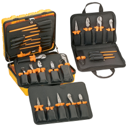 Electricians Tool Sets - Some projects are more complex than others and require a variety of tools to be used. For this reason, Klein has tool kits to assist professionals with these demanding projects. With options as small as 5 pieces to as large as 22 pieces, you’re sure to find the tool kit that meets your jobsite needs. All the tools in these kits feature Klein’s signature insulation to protect professionals from electrical shocks, as well as being flame and impact resistant.