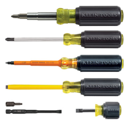 Screwdrivers - Klein Tools Screwdrivers deliver performance, durability, and precision. Select from a variety of bit types and sizes, shaft shapes and sizes, single-bit screwdrivers, multi-bit screwdrivers, and screwdriver sets. Klein has the screwdrivers professionals demand to get the job done.