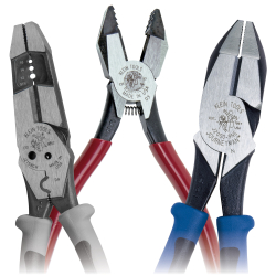 Side Cutting Linemans Pliers - Klein Tools' Side-Cutting Lineman’s Pliers offer a variety of features, including unique handle tempering to absorb the ''snap'' when cutting wire, reduced handle wobble, induction hardened cutting knives and cross-hatched knurled jaws for heavy-duty cutting power across all jobsites. Available in a variety of task-specific options, there’s sure to be a pair to fit every trade professional’s needs.