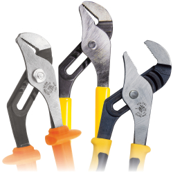 Standard Pump Pliers - Klein Tools' Pump Pliers offer versatile jaw positions to maximize torque and provide excellent gripping power when handling small nuts and bolts and other hard-to-reach objects. You can smoothly adjust between multiple tongue and groove jaw positions depending on your needs, and they are designed for a non-slip grip, even with heavy pressure.