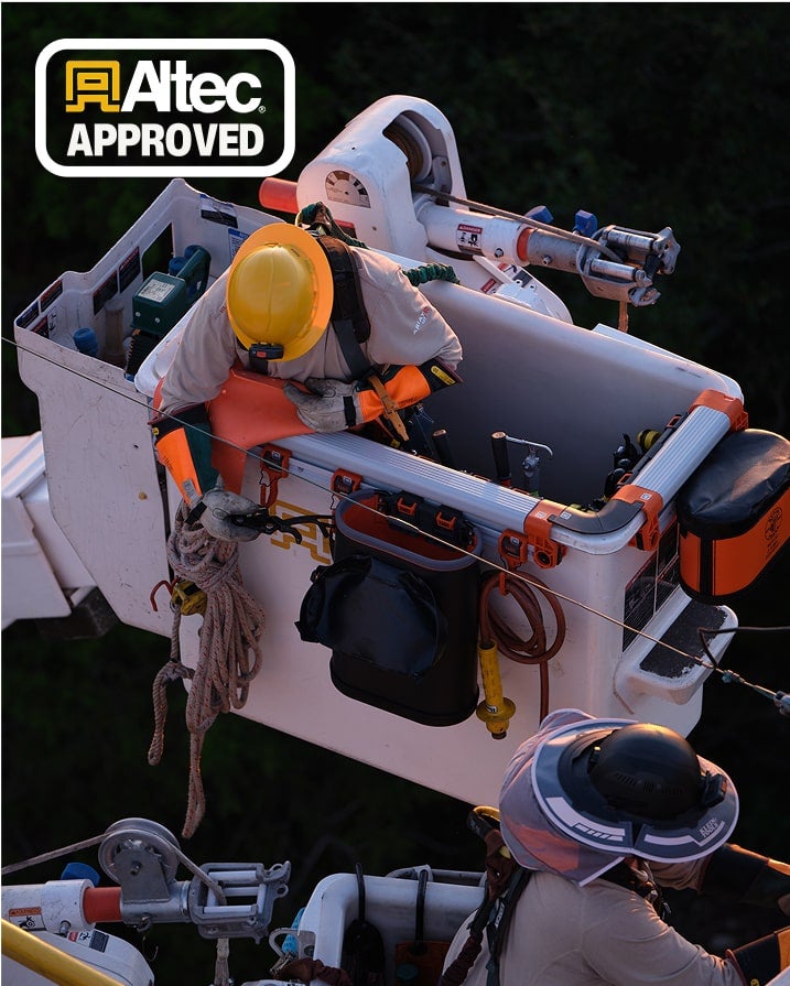 lineman in bucket with the bucket work center