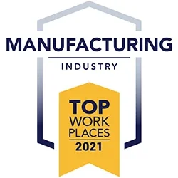 2021 top work places award graphic for the manufacturing industry