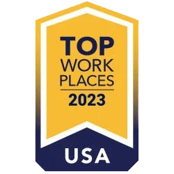 2023 top work places award graphic for the USA