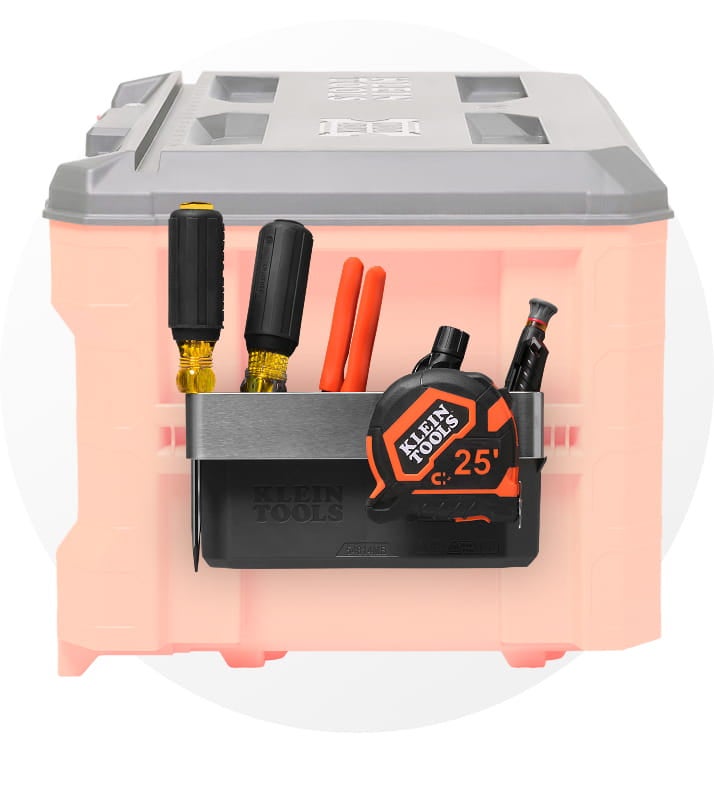 photo of a modbox tool storage box highlighting a rail attachment