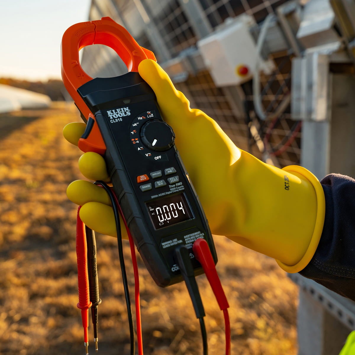 photo of a clamp meter at a jobsite