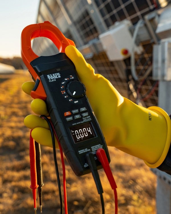 photo of a clamp meter at a jobsite