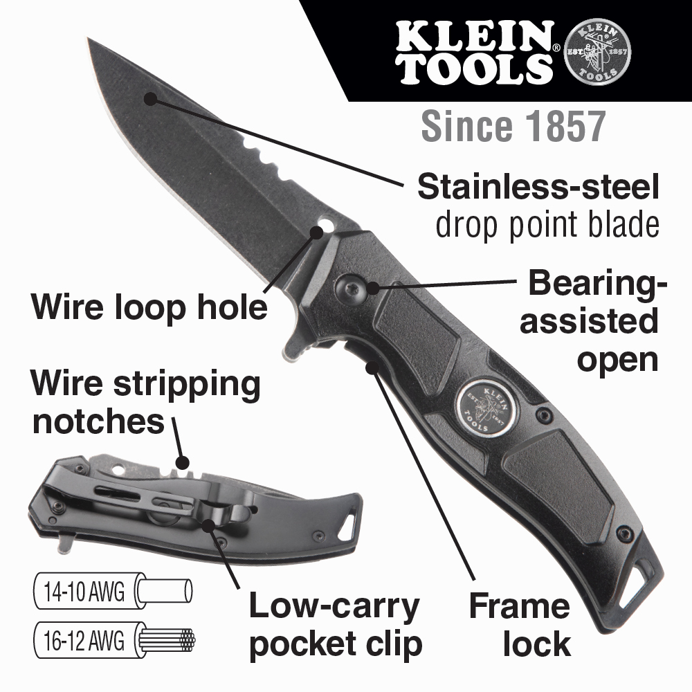 Electrician's Bearing-Assisted Open Pocket Knife - 44228