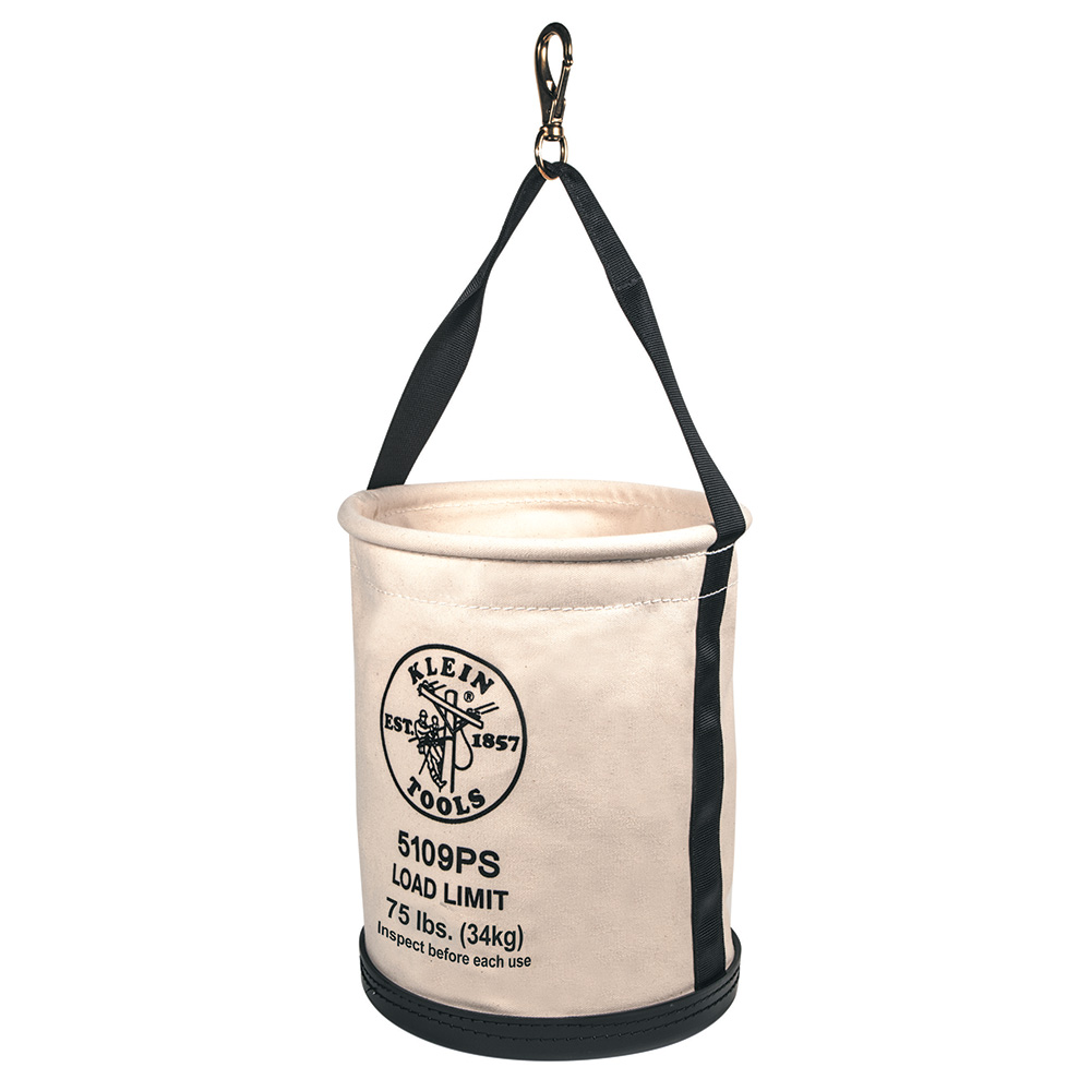 5109PS Canvas Bucket, Wide Straight-Wall with Pocket, Swivel Snap, 12-Inch - Image