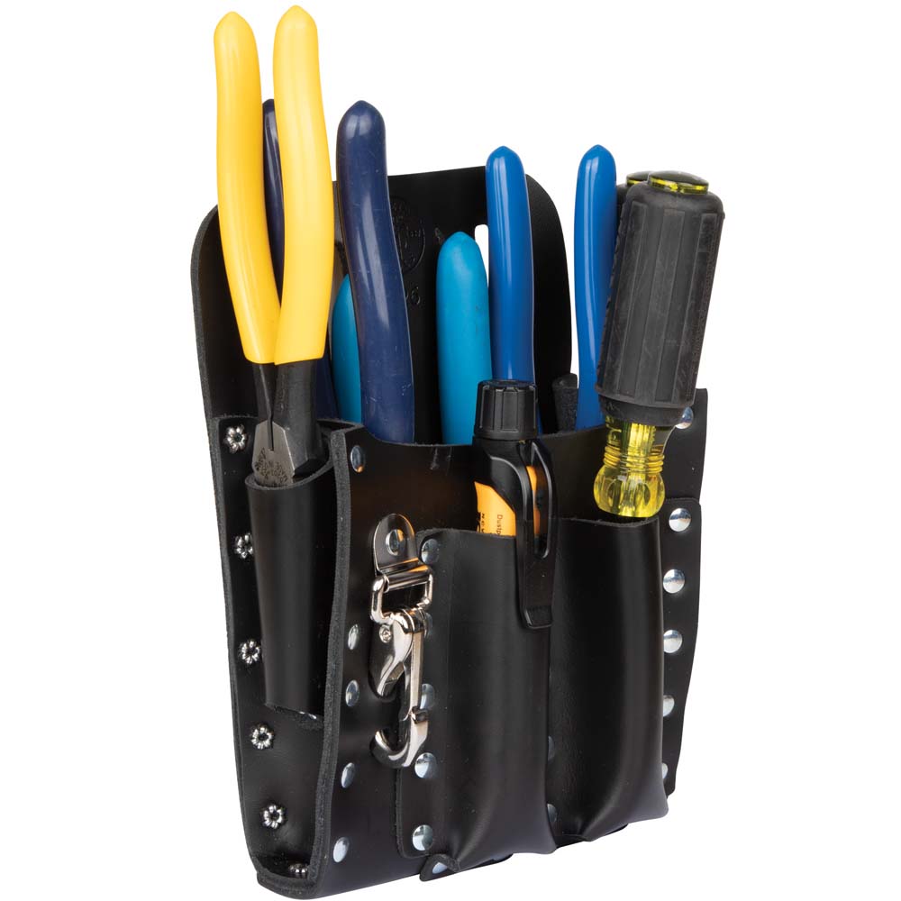 Leather Tool Pouch with Knife Snap, 5-Pocket - 5126