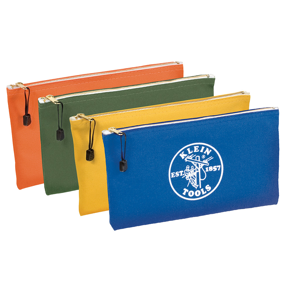 5140 Zipper Bags, Canvas Tool Pouches Olive/Orange/Blue/Yellow, 4-Pack - Image