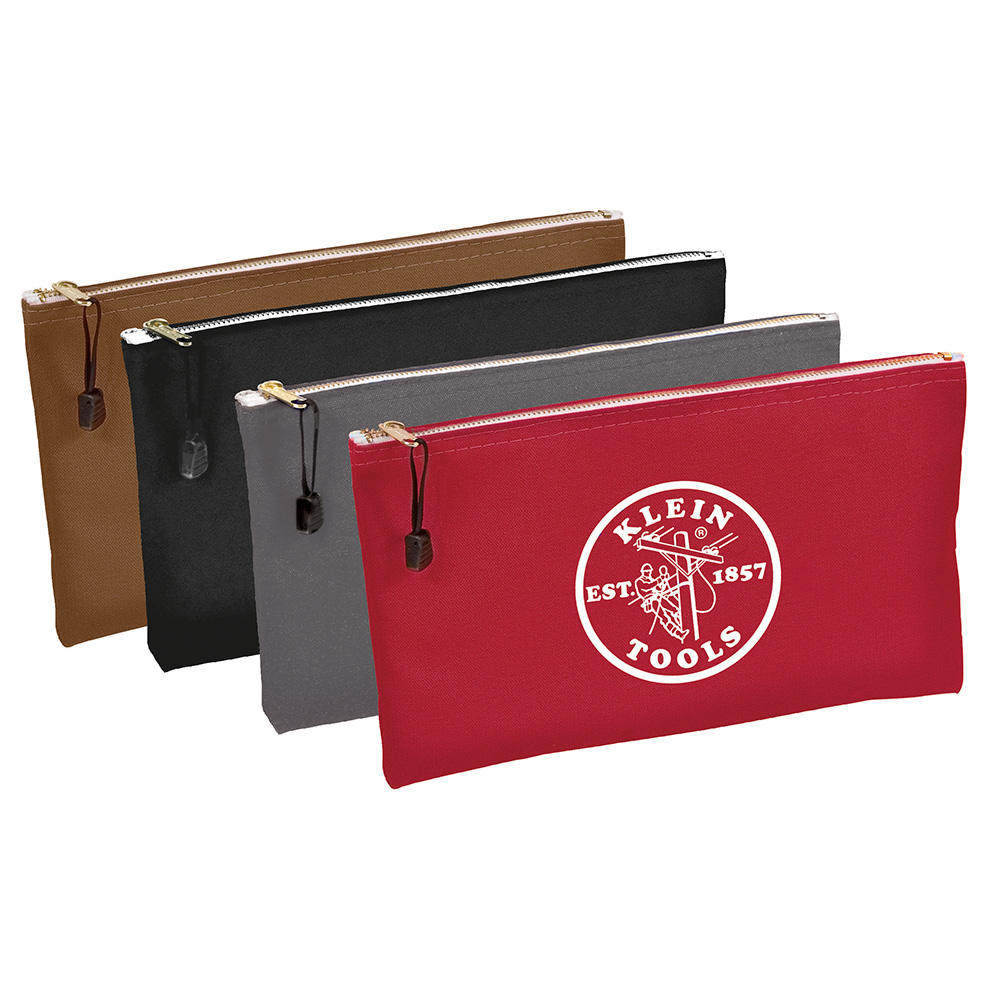 5141 Zipper Bags, Canvas Tool Pouches Brown/Black/Gray/Red, 4-Pack - Image