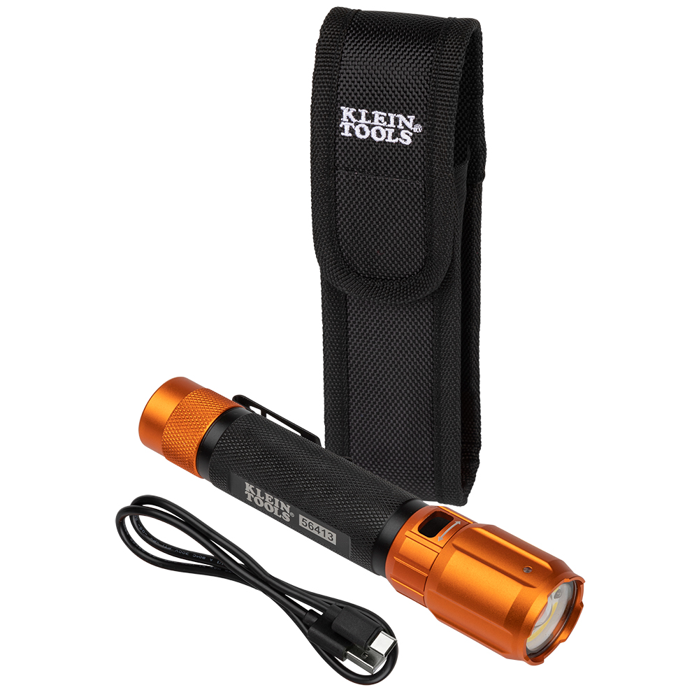 56413 Rechargeable 2-Color LED Flashlight with Holster - Image