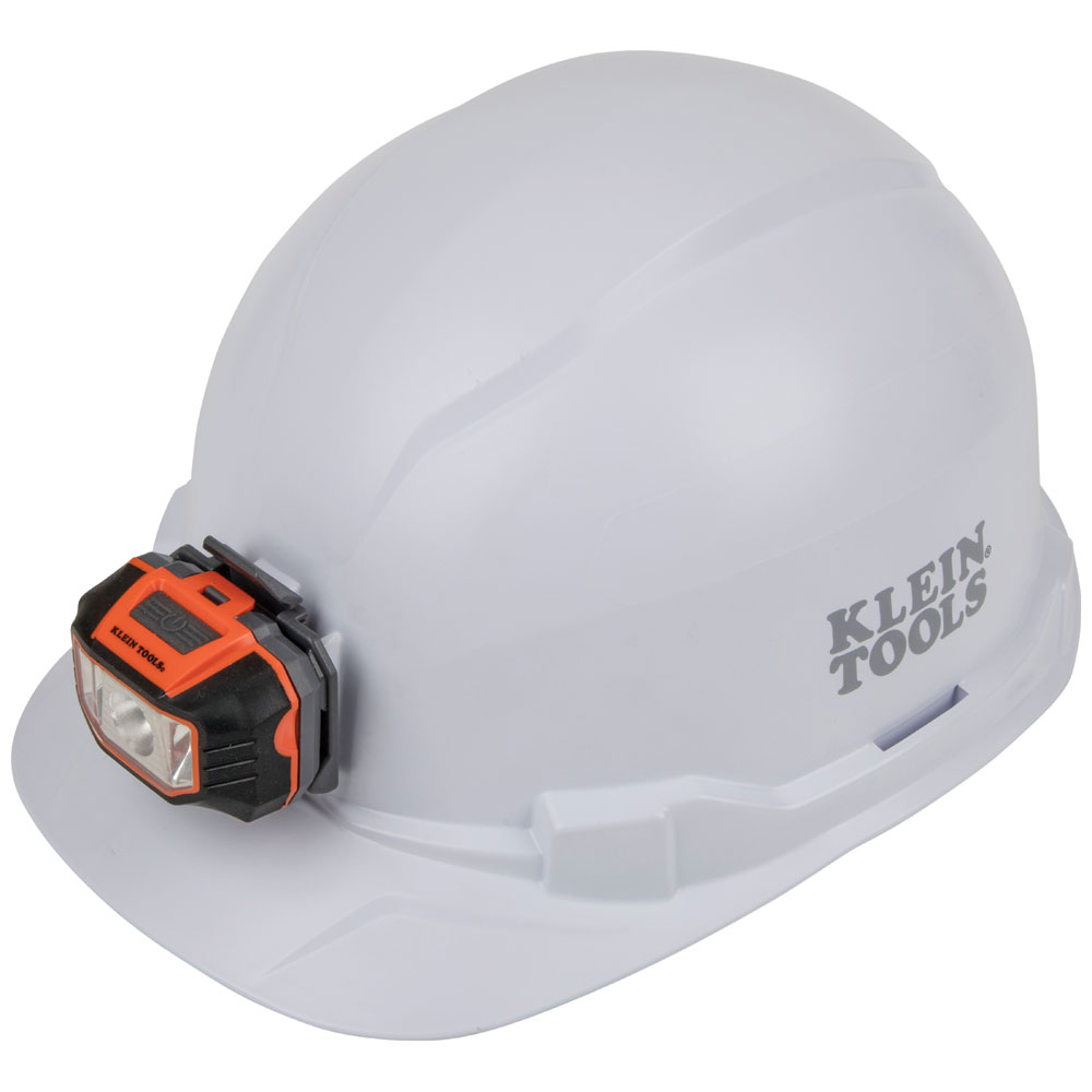 60107 Hard Hat, Non-Vented, Cap Style with Headlamp, White - Image