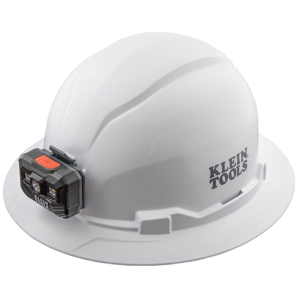 60406RL Hard Hat, Non-Vented, Full Brim with Rechargeable Headlamp, White - Image