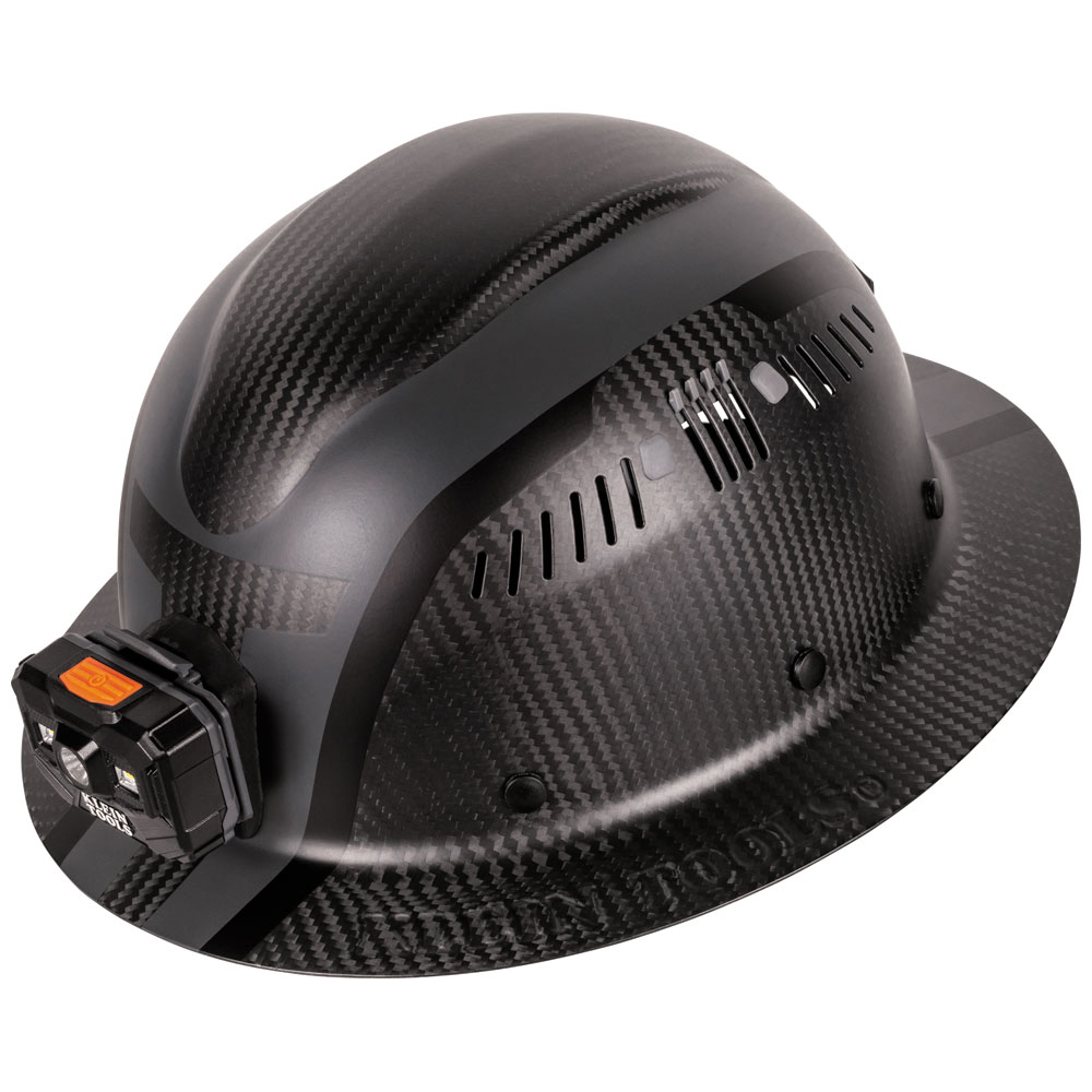 60514 Klein Carbon Fiber Full Brim Hard Hat with Headlamp, Spartan - Image