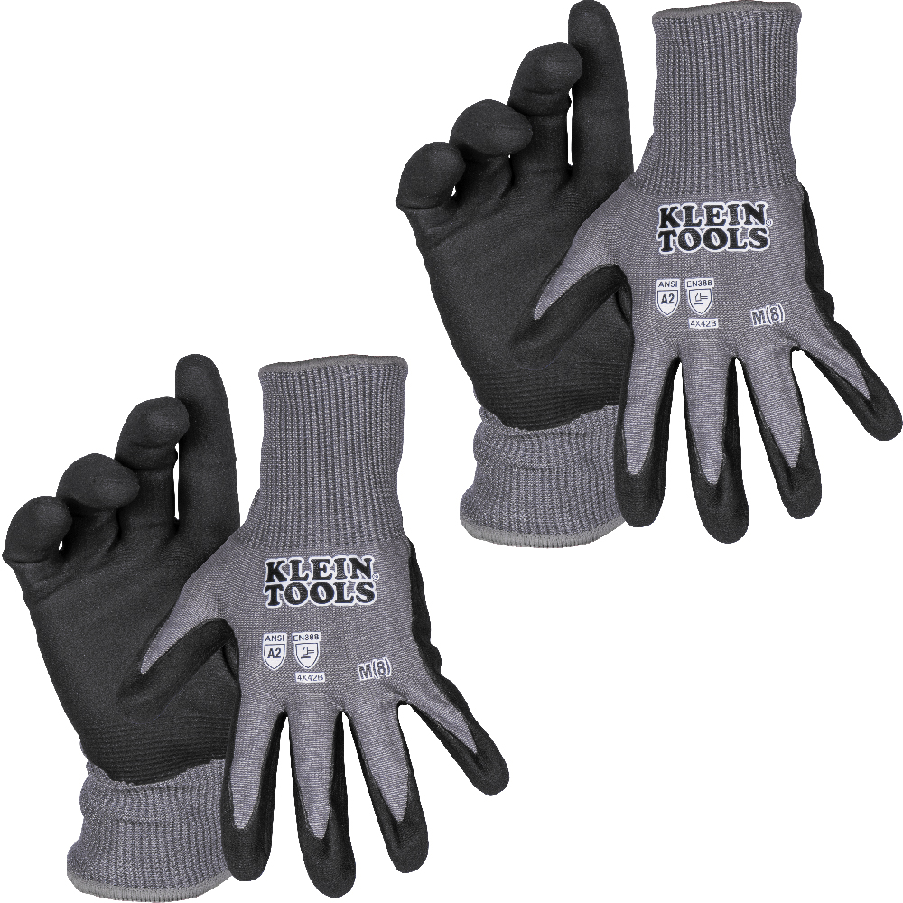 60584 Knit Dipped Gloves, Cut Level A2, Touchscreen, Medium, 2-Pair - Image