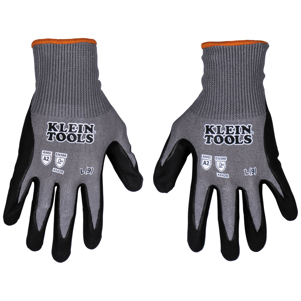 60585 Knit Dipped Gloves, Cut Level A2, Touchscreen, Large, 2-Pair - Image