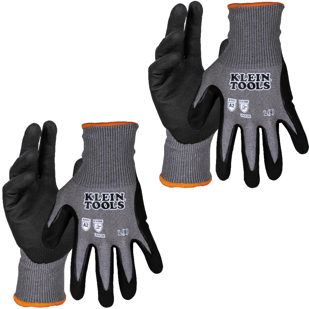 60585 Knit Dipped Gloves, Cut Level A2, Touchscreen, Large, 2-Pair - Image