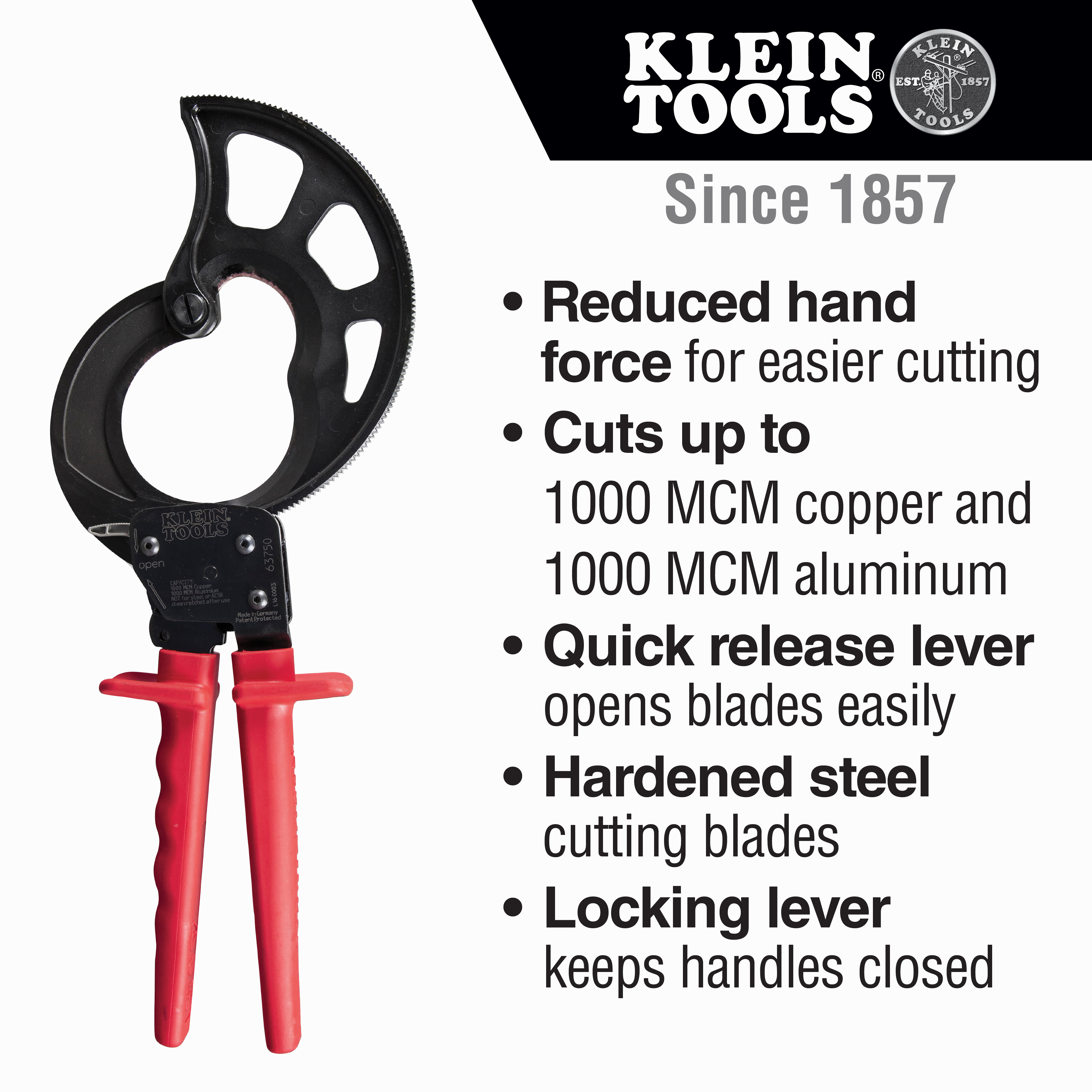 Ratcheting Cable Cutter 1000 MCM - 63750 | Klein Tools