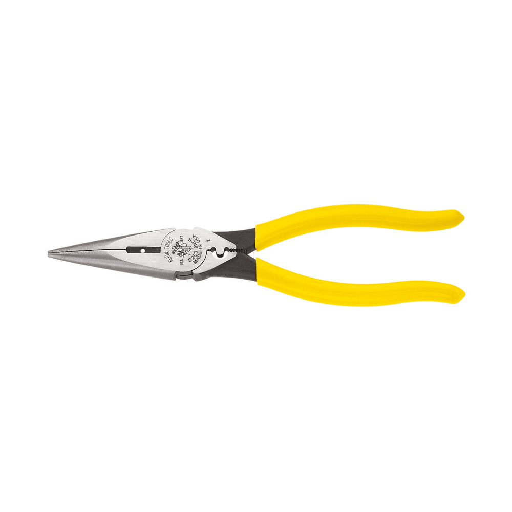 D2038NCR Pliers, Needle Nose Side Cutters with Stripping and Crimping, 8-Inch - Image