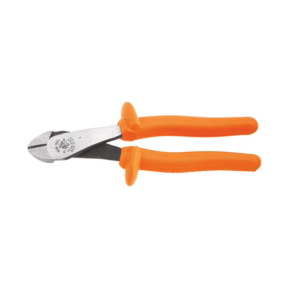 D2488INS Diagonal Cutting Pliers, Insulated, High-Leverage, Angled Head, 8-Inch - Image