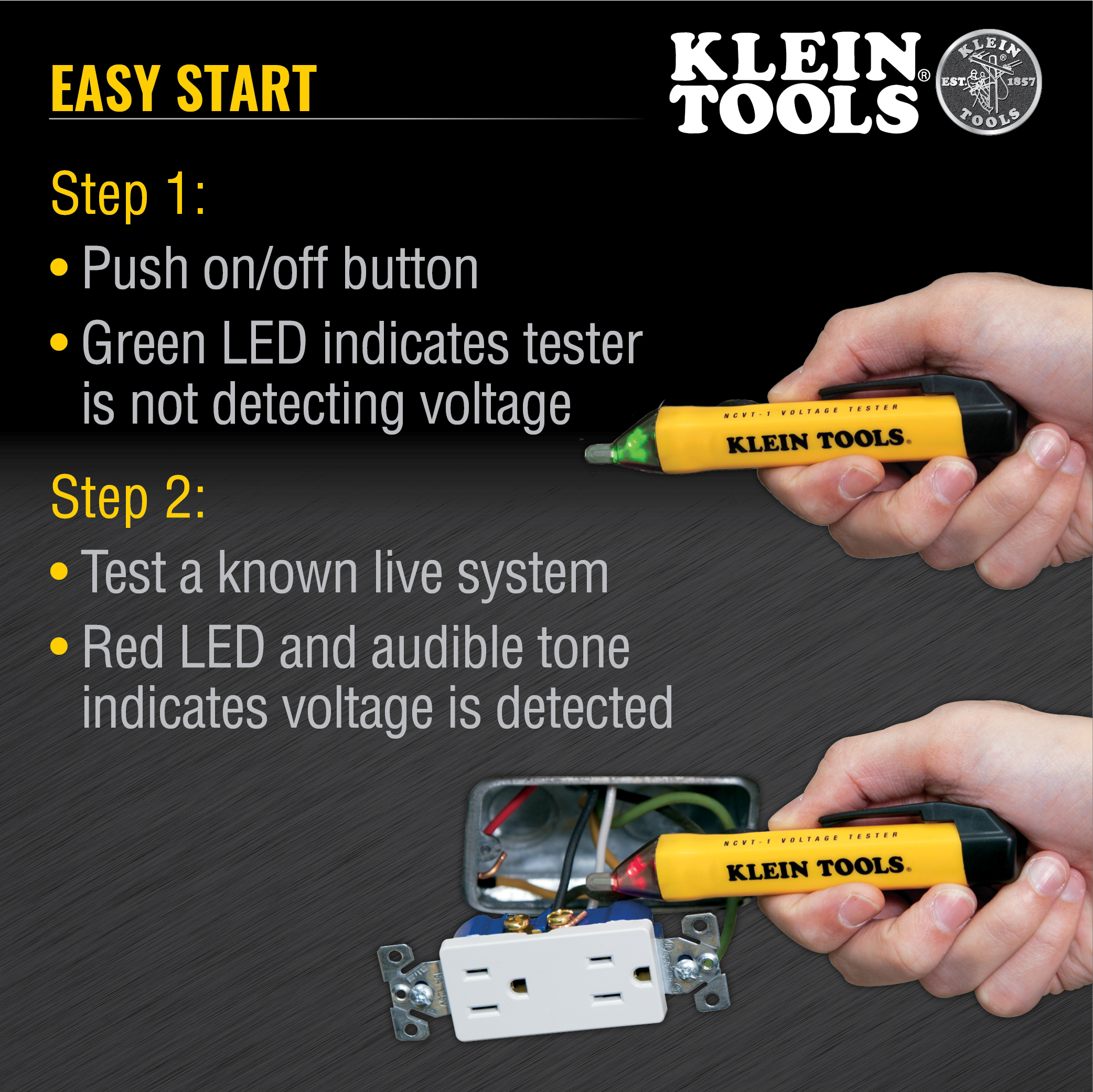 Non-Contact Voltage Tester Pen, 50 to 1000 Volts - NCVT-1 | Klein